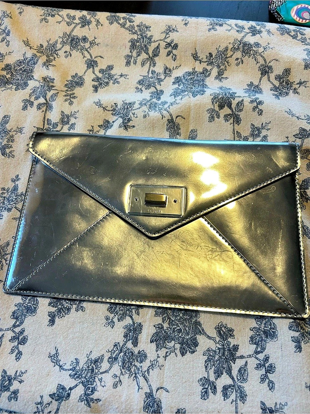 Kate Spade Metallic Envelope Clutch in Silver